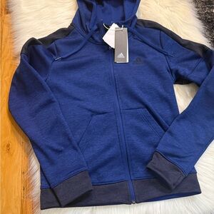 Adidas Navy and Charcoal Zip-Up Hoodie